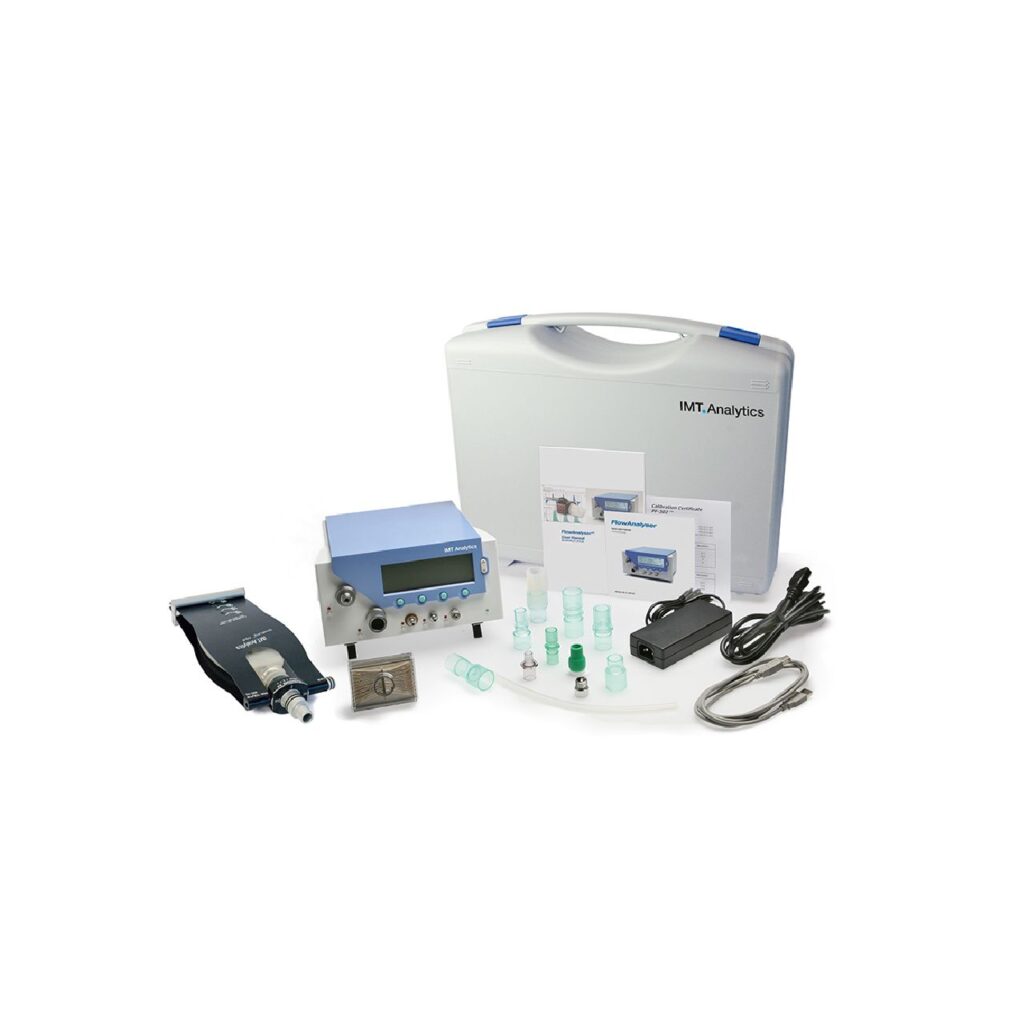 FlowAnalyser PF-301 VAC Test Set, kit completo con maletín, SmartLung y accesorios para mantenimiento de sistemas de vacío médico y succión quirúrgica en Colombia