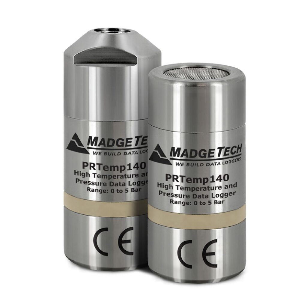 Datalogger de presión y temperatura MadgeTech PRTemp140, registrador todo en uno de acero inoxidable para validación avanzada de esterilización, autoclaves y estudios de mapeo en Colombia.