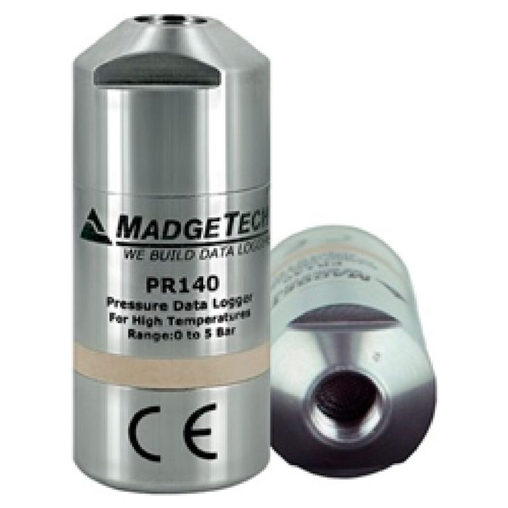 Registrador de datos de presión MadgeTech PR140, dispositivo sumergible de acero inoxidable para validación y mapeo de autoclaves hospitalarias y procesos de esterilización por vapor en Colombia. Datalogger.