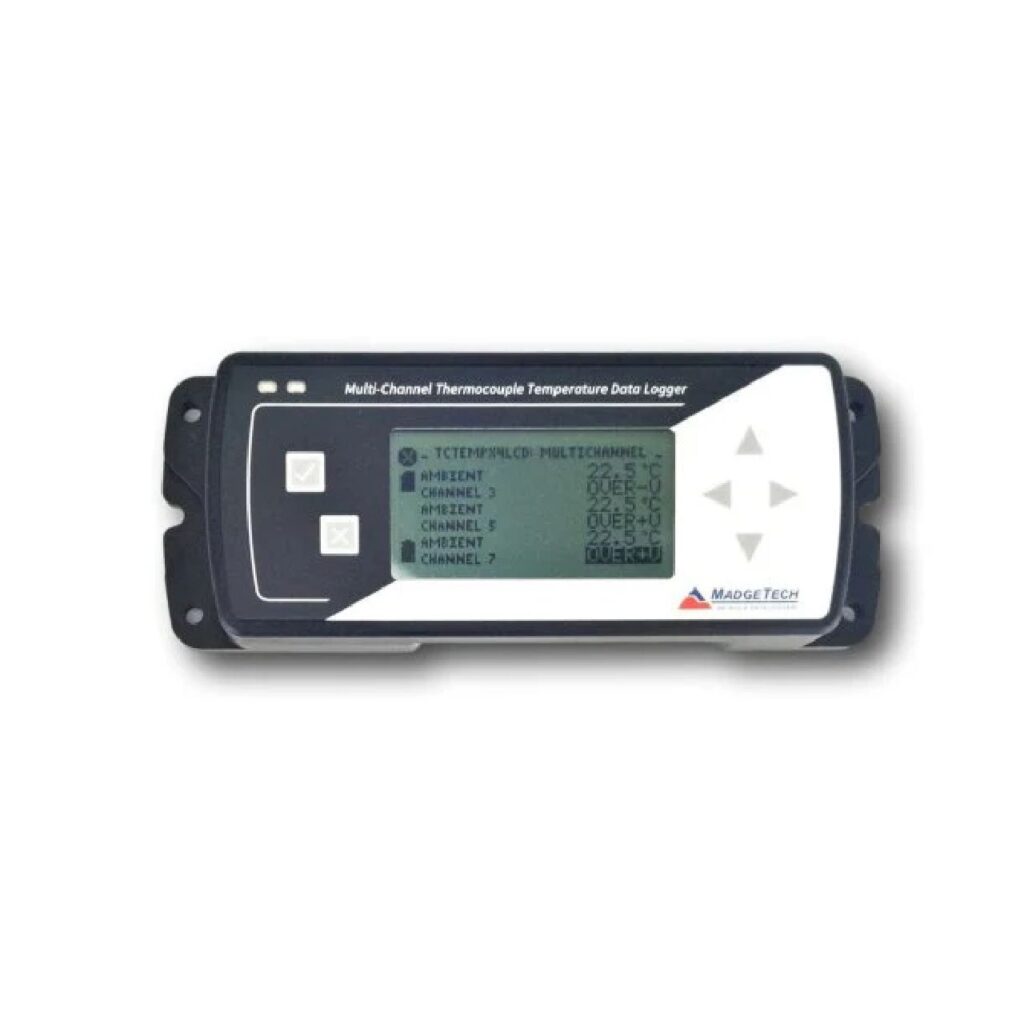 Datalogger TCTempX4LCD MadgeTech, registrador de temperatura de 4 canales de termocupla con pantalla LCD para mapeo térmico de hornos, estufas y autoclaves en Colombia