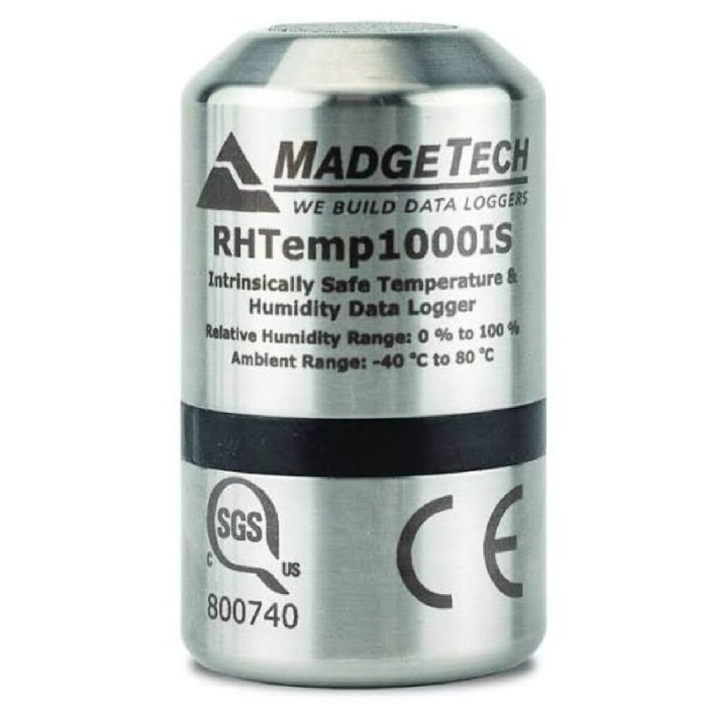 Datalogger RHTemp1000IS MadgeTech, intrínsecamente seguro, mide temperatura y humedad relativa para neveras biomédicas, bancos de sangre y cuartos limpios en Colombia
