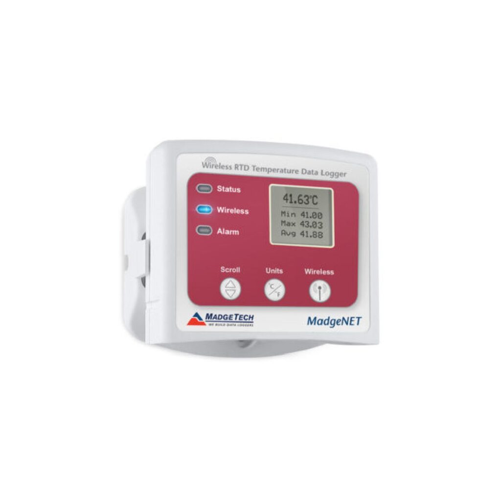 Datalogger inalámbrico de temperatura RTD de alta precisión RFRTDTemp2000A MadgeTech, ±0.05°C, ideal para laboratorios y farmacéuticas en Colombia
