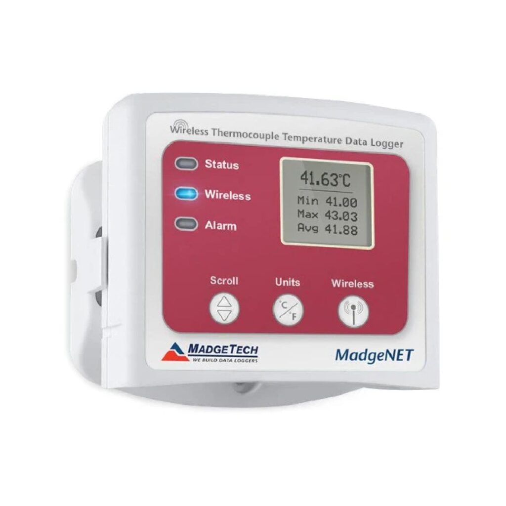 Datalogger inalámbrico de temperatura con termocupla RFTCTemp2000A MadgeTech, ideal para hornos, refrigeradores, laboratorios y cuartos limpios en Colombia
