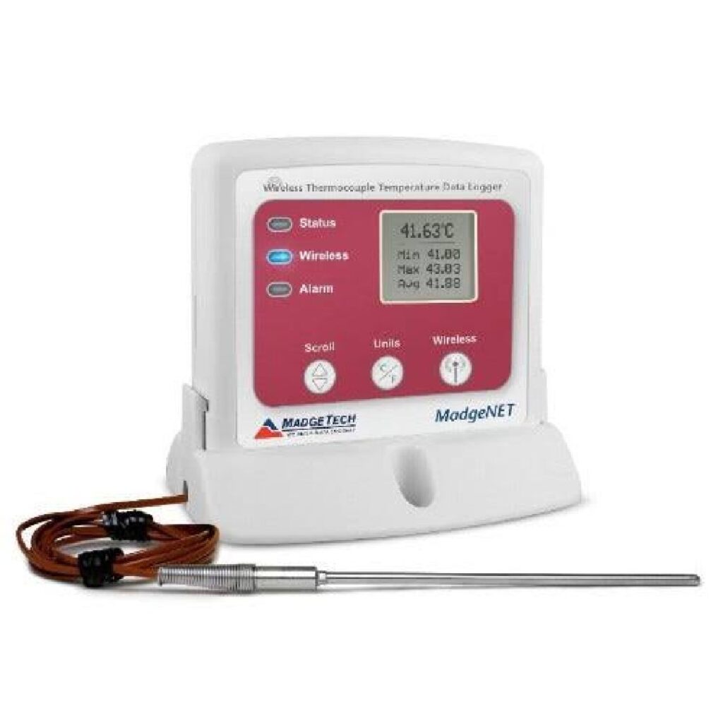 Datalogger inalámbrico de temperatura con termocupla RFTCTemp2000A MadgeTech, ideal para hornos, refrigeradores, laboratorios y cuartos limpios en Colombia