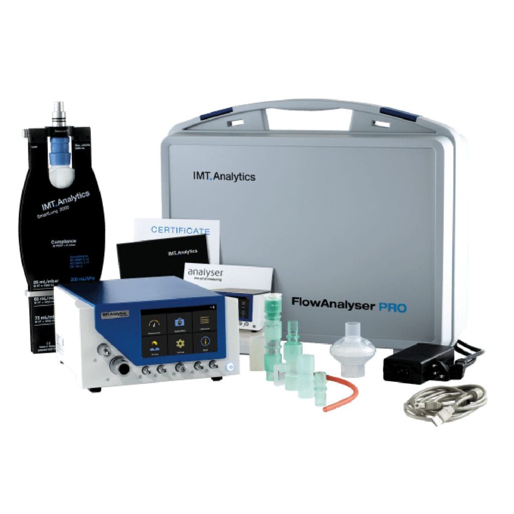 FlowAnalyser PF-300 Test Set, kit completo con maletín, SmartLung y accesorios para calibración de ventiladores y máquinas de anestesia en laboratorio, Colombia