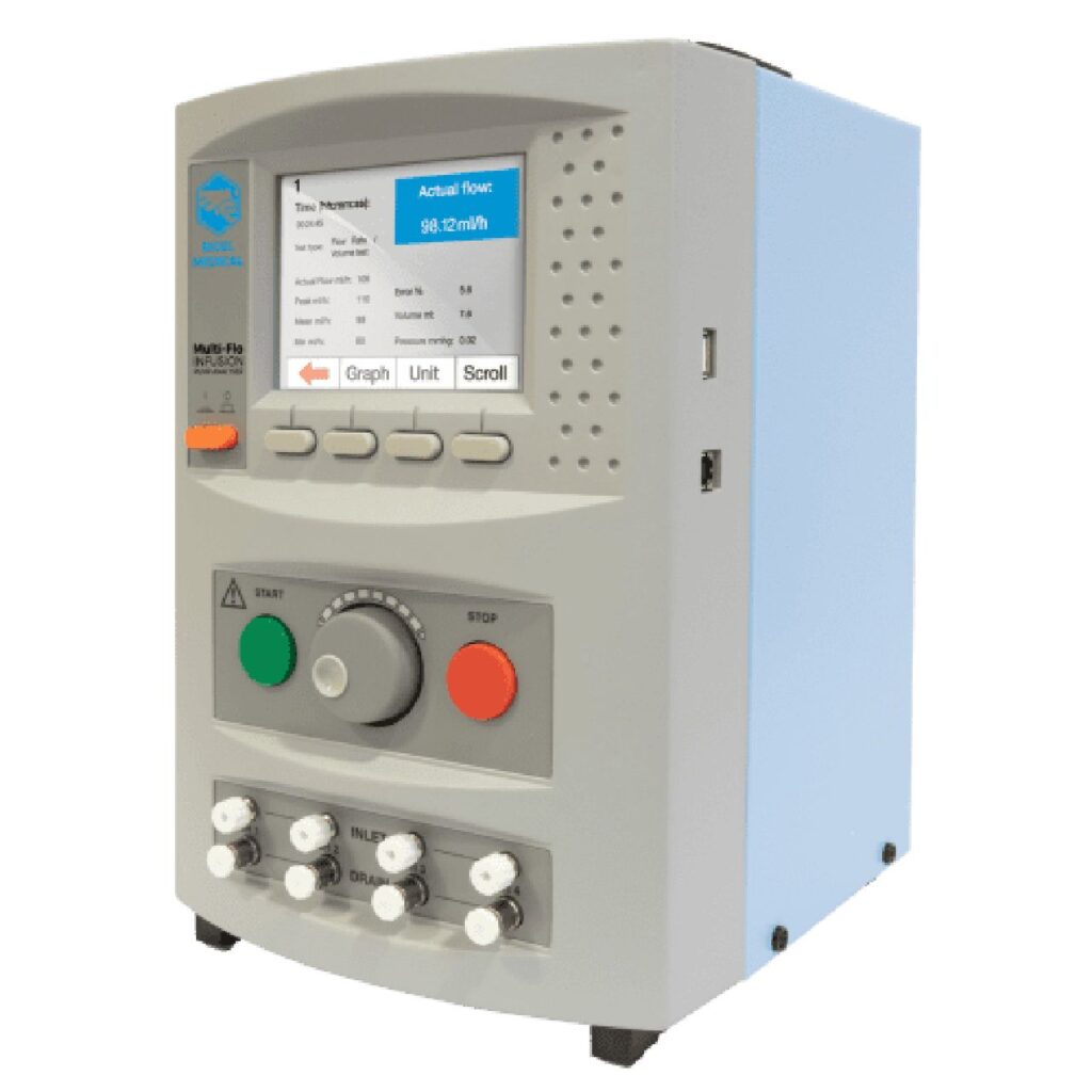 Rigel Multi-Flo 4 Channel, analizador de bombas de infusión, jeringa y nutrición enteral con 4 canales simultáneos según IEC 60601-2-24 en Colombia