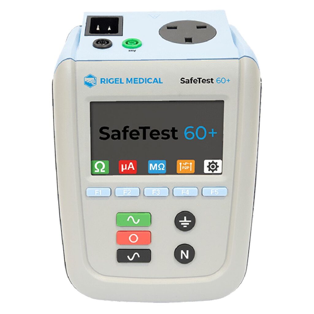 Rigel SafeTest 60+ AUS/NZ, analizador de seguridad eléctrica con transformador multivoltaje 90-264V para equipos médicos según IEC 60601 en Colombia
