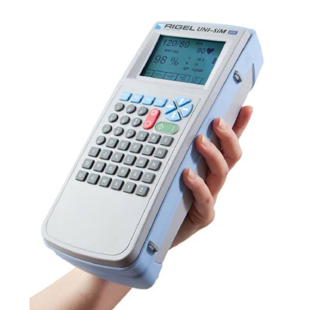 Rigel UNI-SIM LITE, simulador multiparámetro de paciente con ECG, respiración, temperatura e IBP para monitores de signos vitales en Colombia