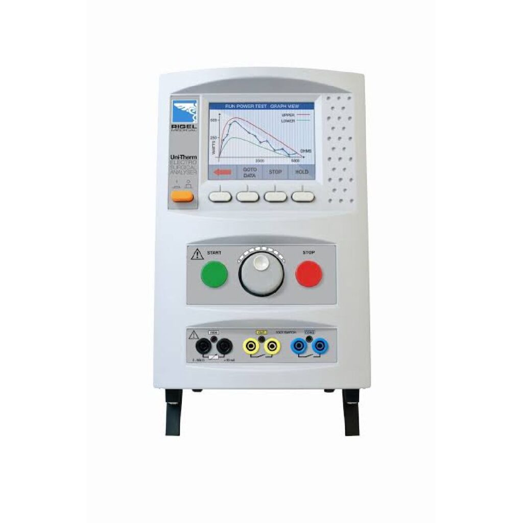 Rigel Uni-Therm, analizador de electrocirugía de alta corriente para electrobisturíes monopolares y bipolares según IEC 60601-2-2 en Colombia