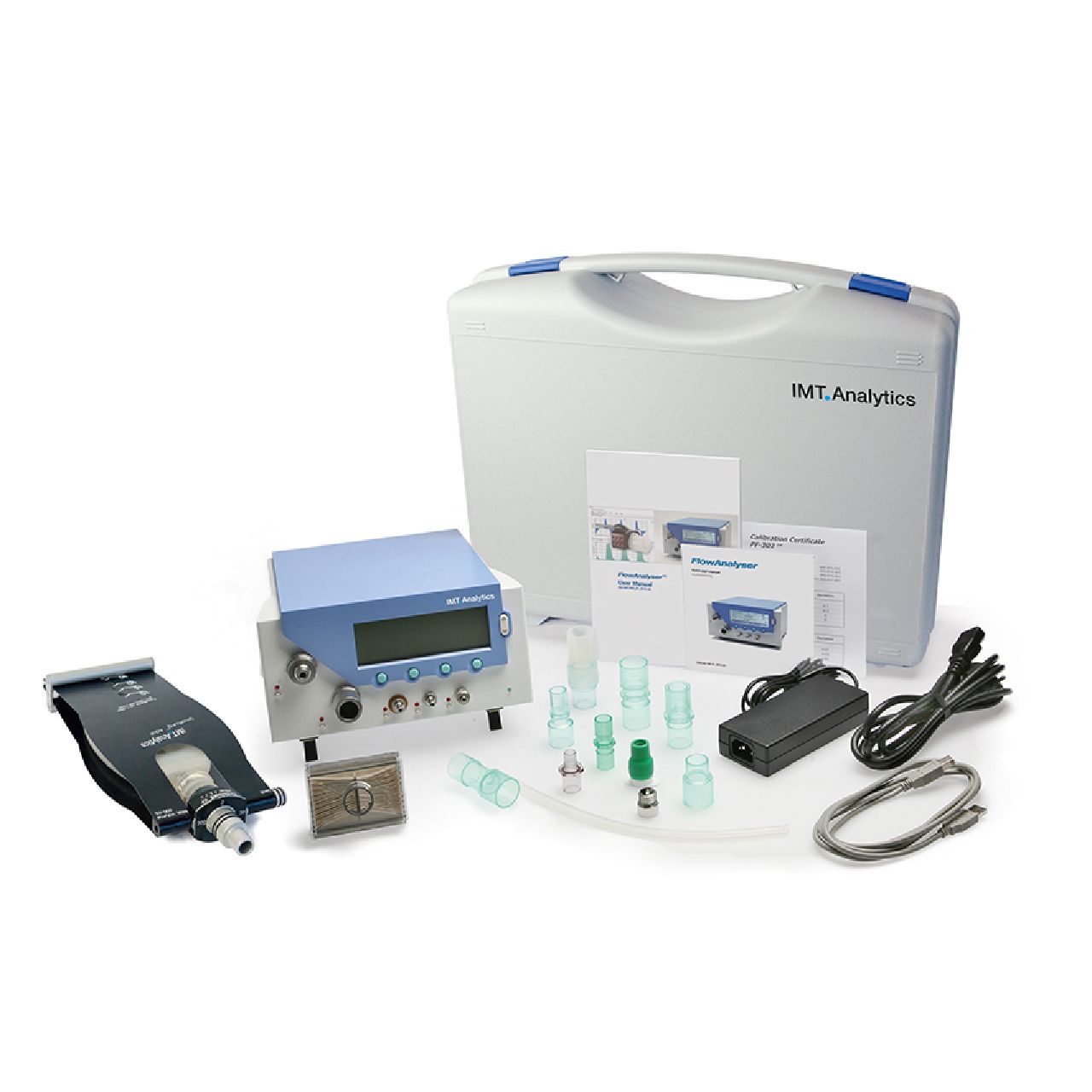 FlowAnalyser PF-301 VAC Test Set con MultiGasAnalyser OR-703, kit completo para calibración de sistemas de vacío médico y máquinas de anestesia en Colombia