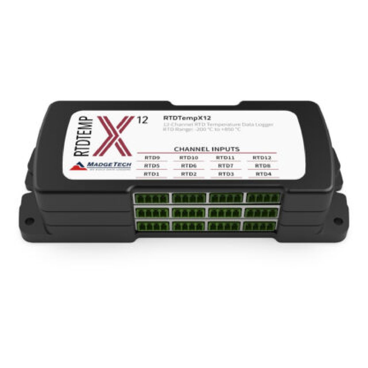 Datalogger RTDTempX12 MadgeTech, registrador de temperatura de 12 canales RTD para calificación térmica y estudios de distribución de temperatura en Colombia
