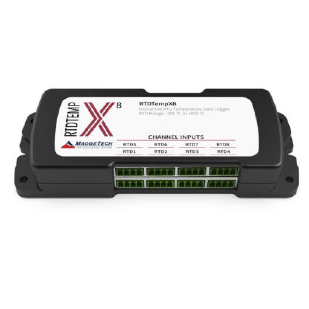 Datalogger RTDTempX8 MadgeTech, registrador de temperatura de 8 canales RTD para mapeo térmico de autoclaves, incubadoras y cámaras climáticas en Colombia