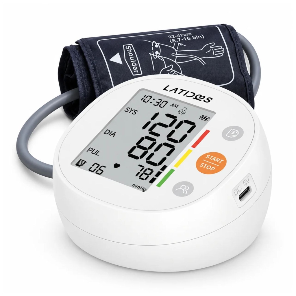 Tensiómetro digital de brazo Latidos GMD-BPM-30E con brazalete de 22 a 42 cm, pantalla LCD y puerto USB tipo C, lectura 120/80 mmHg - CMC Ingeniería Médica Cali Colombia