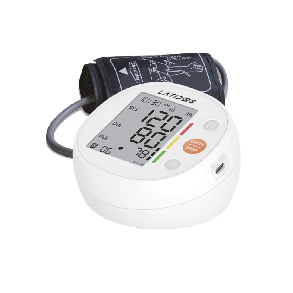 Tensiómetro digital de brazo Latidos con altavoz GMD-BPM-30F con brazalete, pantalla LCD y puerto USB tipo C, lectura 120/80 mmHg - CMC Ingeniería Médica Cali Colombia