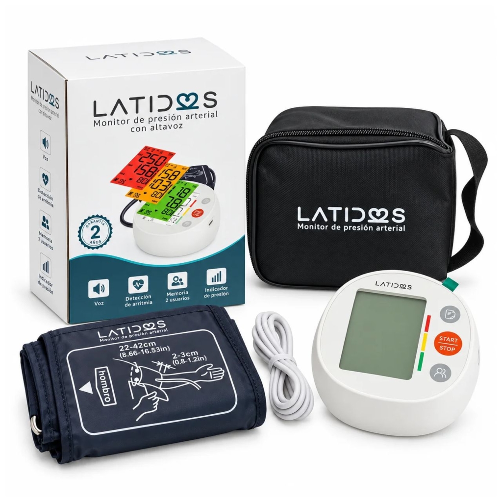 Tensiómetro digital de brazo Latidos con altavoz GMD-BPM-30F con brazalete, pantalla LCD y puerto USB tipo C, lectura 120/80 mmHg - CMC Ingeniería Médica Cali Colombia